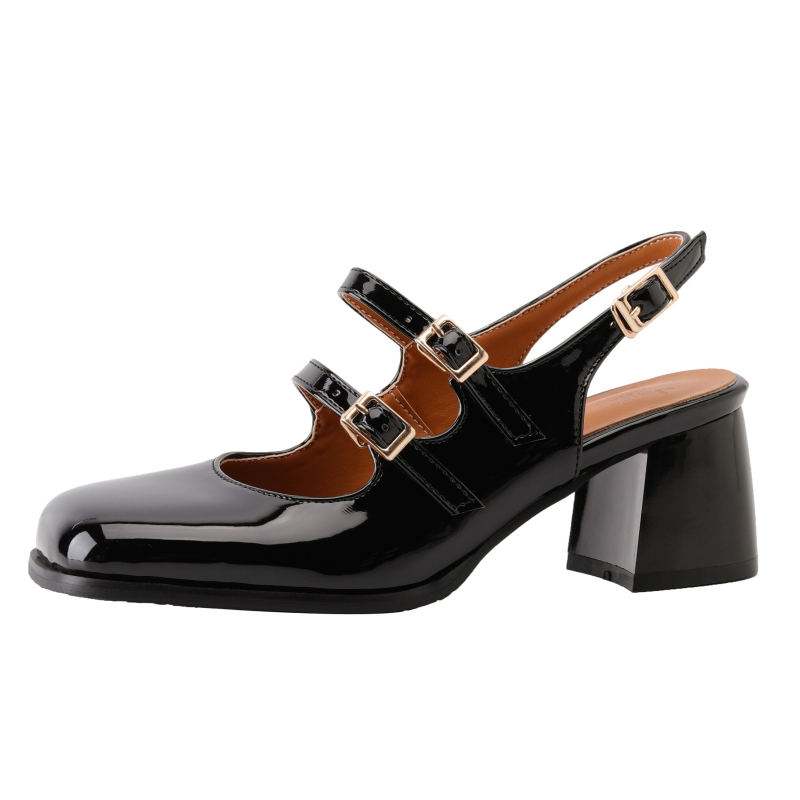 Leather Classic Strap - 우아한 여성용 하이힐 메리 제인 슈즈,