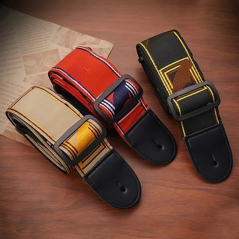 Leather Classic Strap - 1pc 자수 기타 스트랩 가죽 어쿠스틱