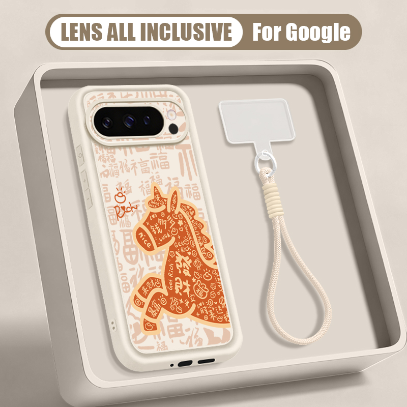 Google Pixel 9 - 귀여운 새끼말 프린트 손목 스트랩 끈이