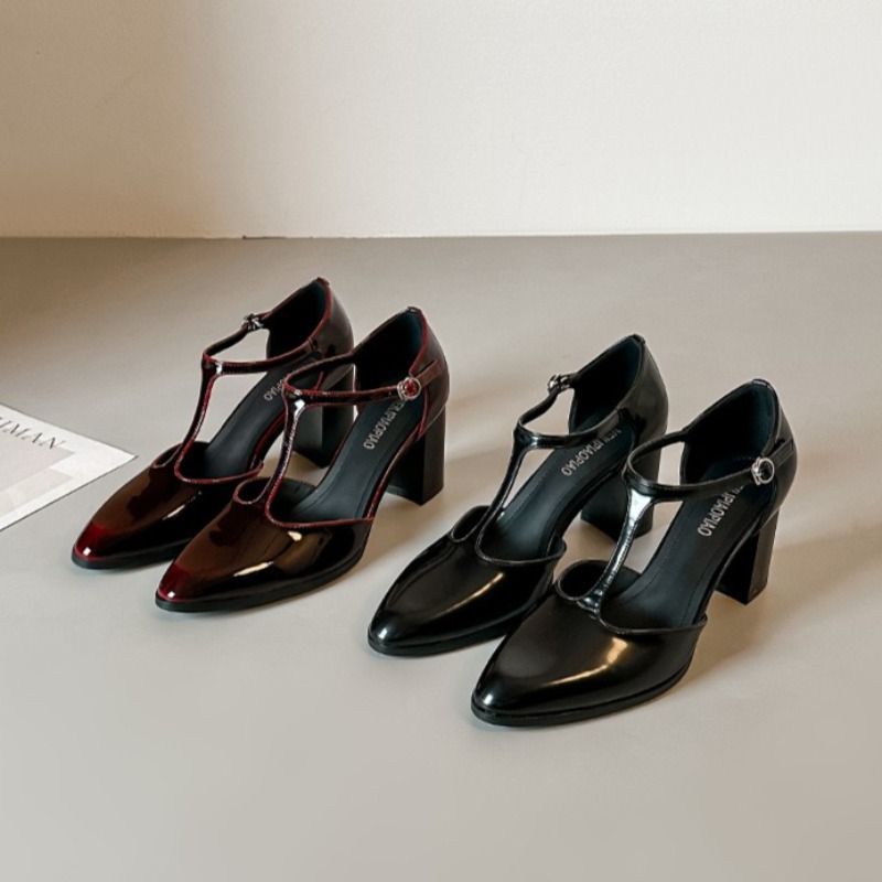 메리 제인 슈즈 블랙 하이힐 여성 샌들 버클 벨트 속이 - Leather Classic Strap 리뷰 및 가격