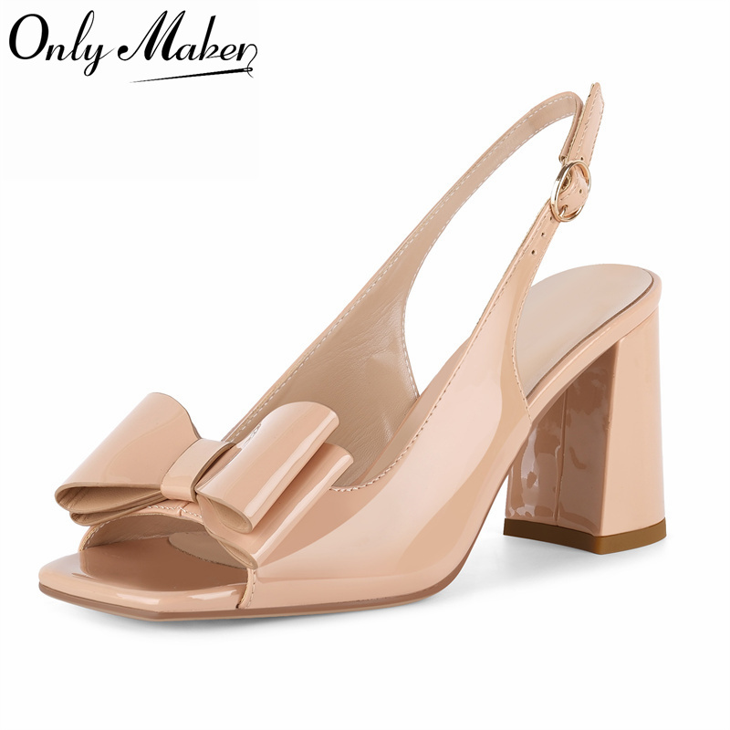 Onlymaker 여성용 스퀘어 토우 보우 슬링백 청키 - Leather Classic Strap 리뷰 및 가격